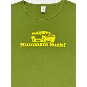 American Apparel Shirt Kids Medium Green Hummers Suck Graphic Tee Short Sleeve